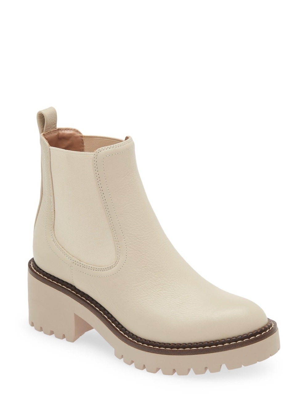 Nordstrom Cream Chelsea Lug Ankle Boot